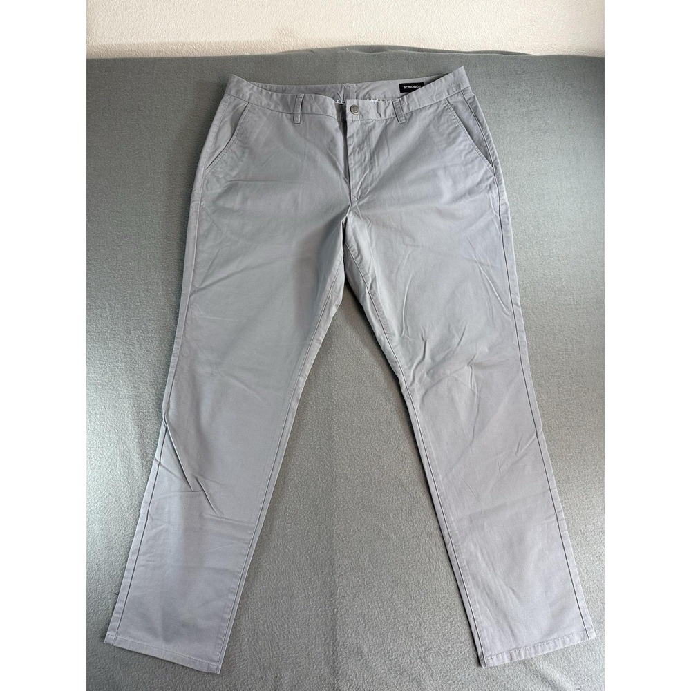 Bonobos Pants Mens 38x32 Gray Athletic Fit Stretch Chino Straight Leg Casual
